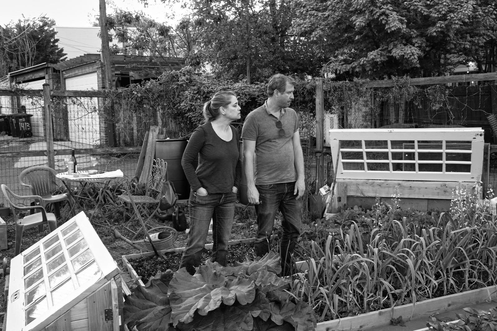 Darren DeStefano NFATC Horticulturist with Rhea DeStefano in their vegetable garden. Photo credit: Wolfgang Kreuzer.