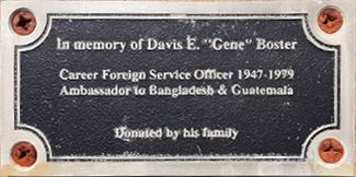 Ambassador Davis Eugene Boster plaque