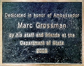 Ambassador Marc Grossman plaque